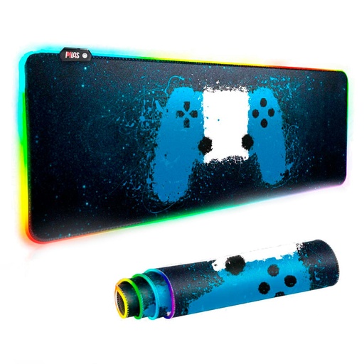 [183690] Mousepad Gamer Pilas Control Guate RGB Negro
