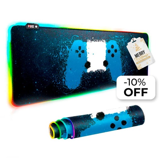 [183690] Mousepad Gamer Pilas Control Guate RGB Negro