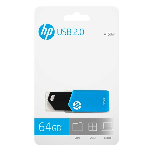[HPFD150W-64GB] Memoria USB HP 64GB v150W 2.0 Azul/Negro