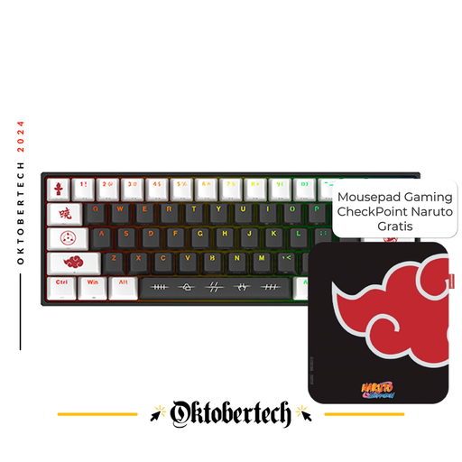 [NA-KB-1004] Teclado Gaming Mecánico Alámbrico Checkpoint Naruto KX-400 RGB Edición Akatsuki