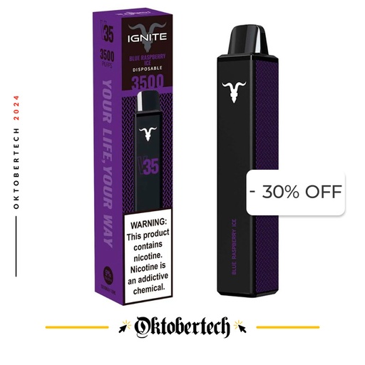 [810105507348] Vape Electrónico Ignite V35 3500 Puffs Nic 5g Blue Raspberry Ice