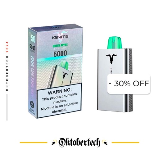 [810105509120] Vape Electrónico Ignite V50 5000 Puffs Nic 5g Green Apple