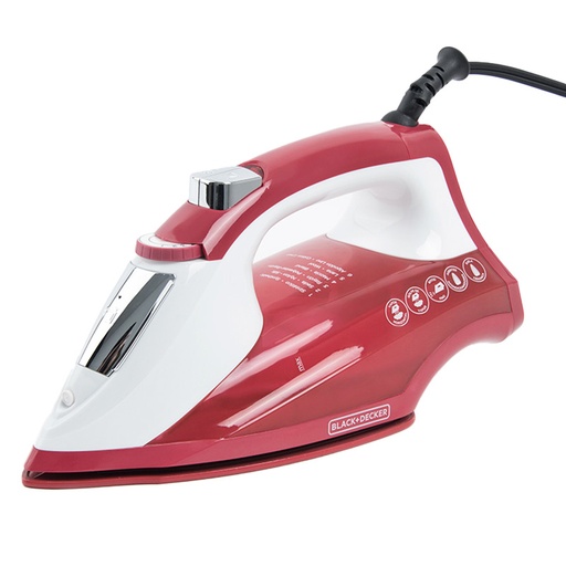 [IR1865] Plancha 	Black+Decker para Ropa de Vapor Antiadherente Rojo