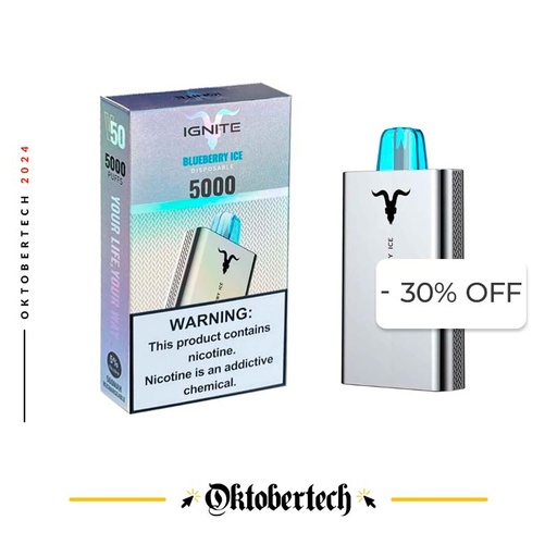 [810105509113] Vape Electrónico Ignite V50 5000 Puffs Nic 5g Blueberry Ice