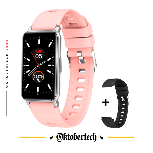 [ARG-WT-6020SL] SmartWatch Argom Skeiwatch B20 Plateado Rosado Doble Cinta